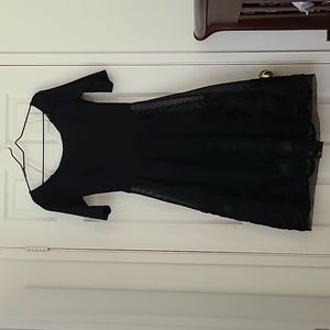 Just Me off shoulder black embroidered midi dress